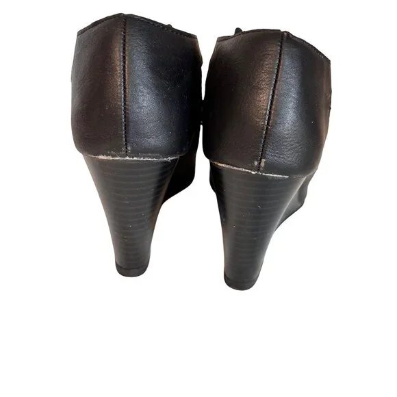 Sugar Kiara Black Strappy Lace-Up Wedge Sandals Women's 6 Boho Gladiator Cutout - Picture 4 of 7